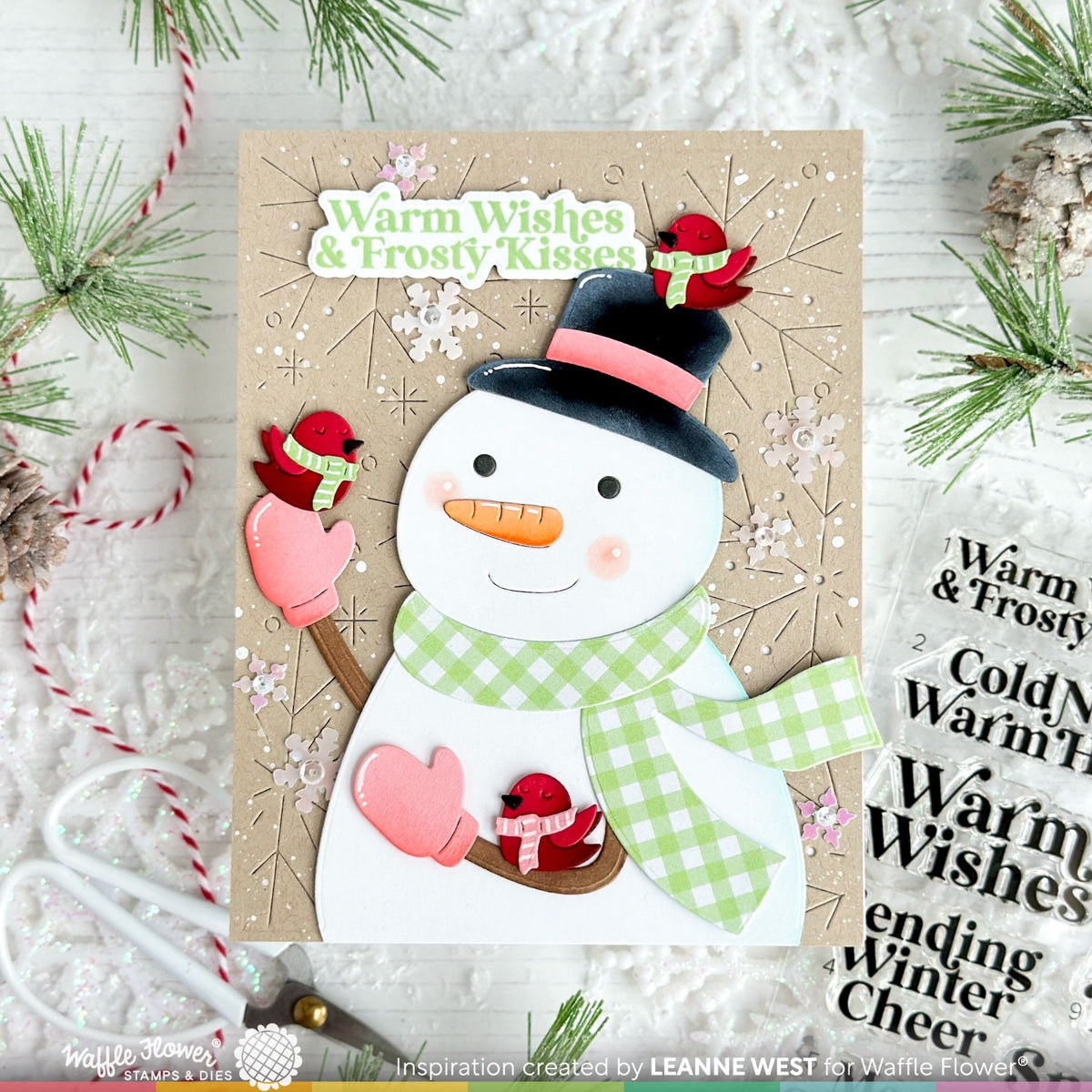 Wishes & Kisses Handmade Christmas Cards: Pack of 4 - Festive Birds