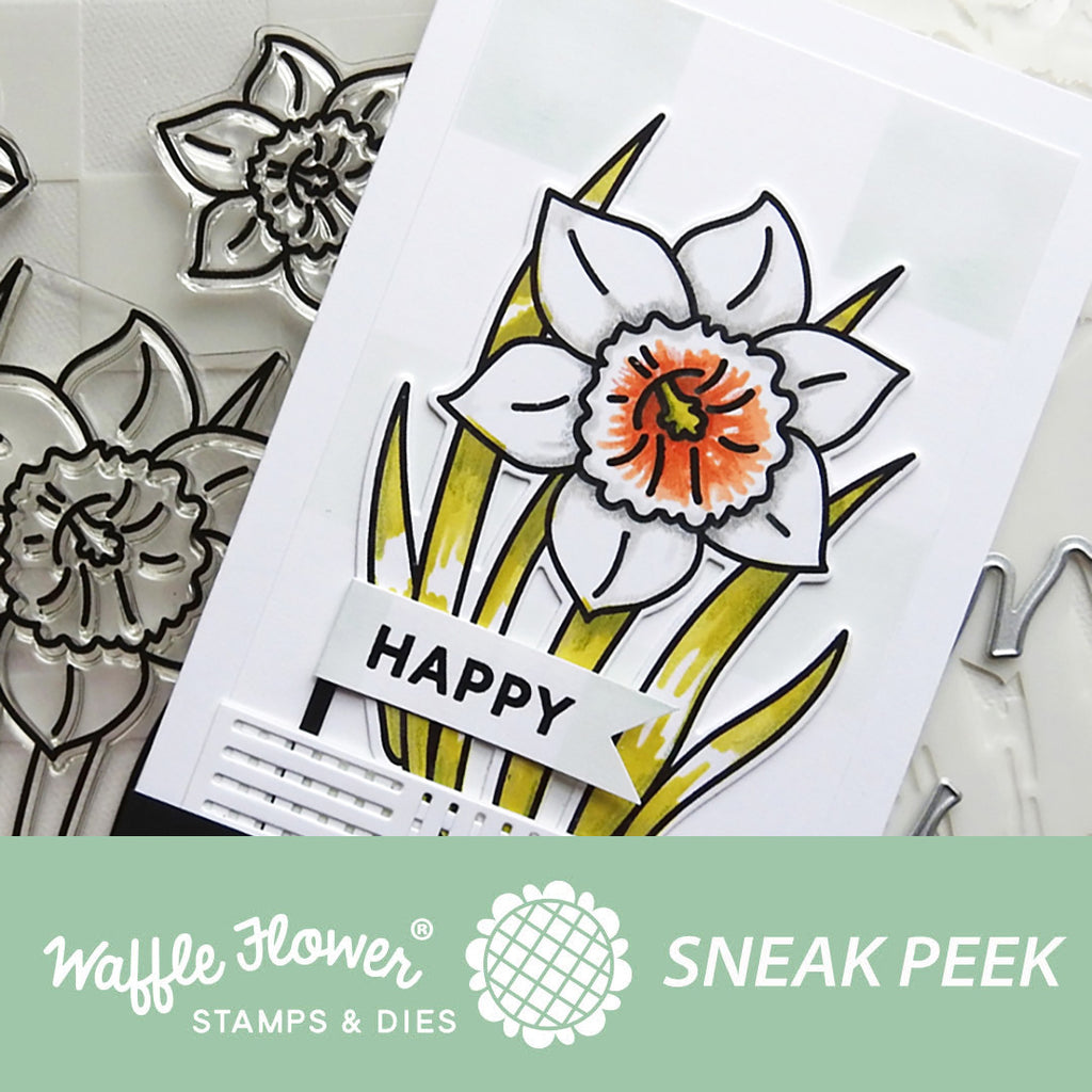 Intro to March Release - Day 3 Black Foam Strips and Sketched Daffodil