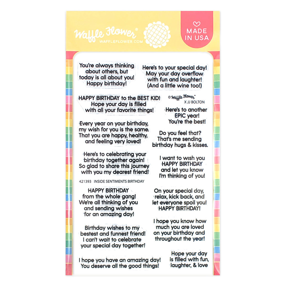 Inside Sentiments Birthday Stamp Set – WaffleFlower.com