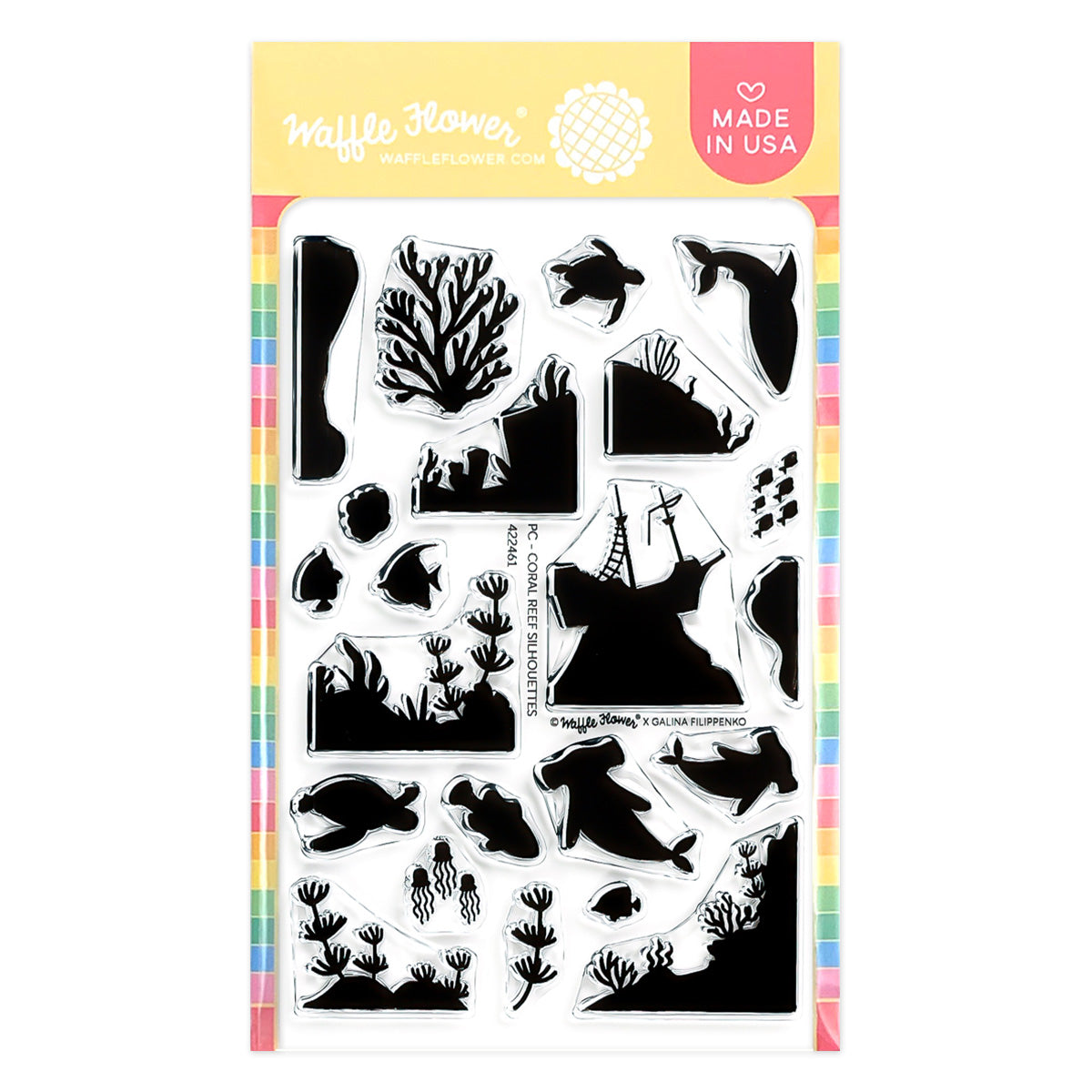 Postage Collage Coral Reef Silhouettes Stamp Set – WaffleFlower.com