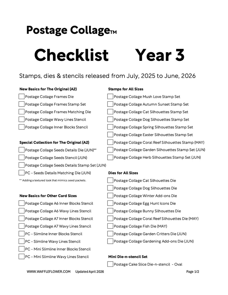 Postage Collage Checklist for Year 3 – WaffleFlower.com