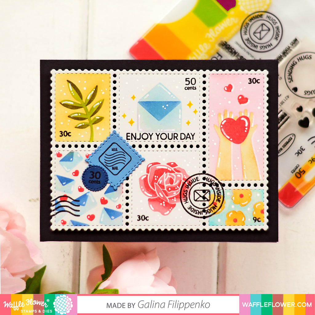 Postage Collage Everyday Stencil WaffleFlower Com