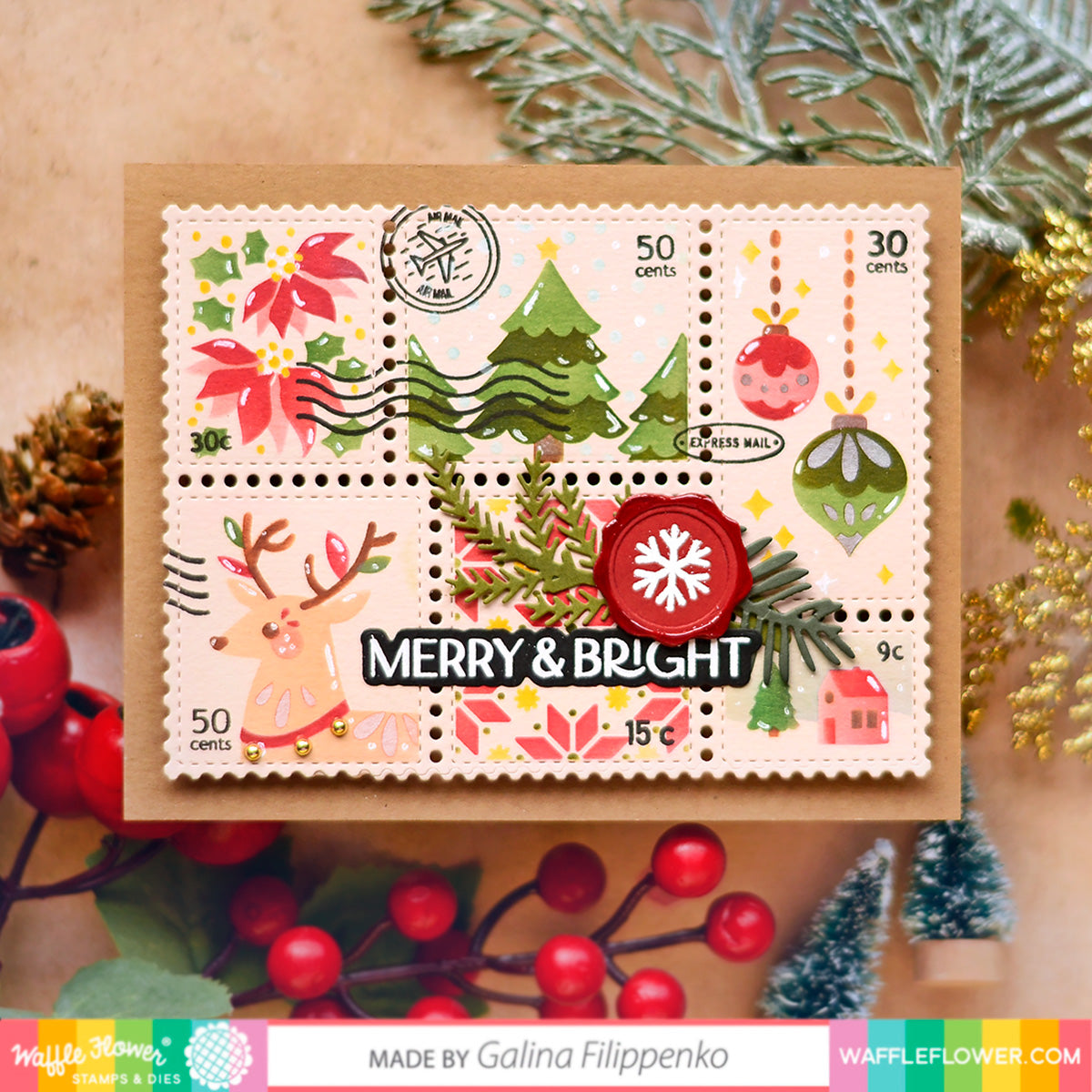 Christmas in July!  4 Cards with Waffle Flower Postage Collage – Prairie  Paper & Ink