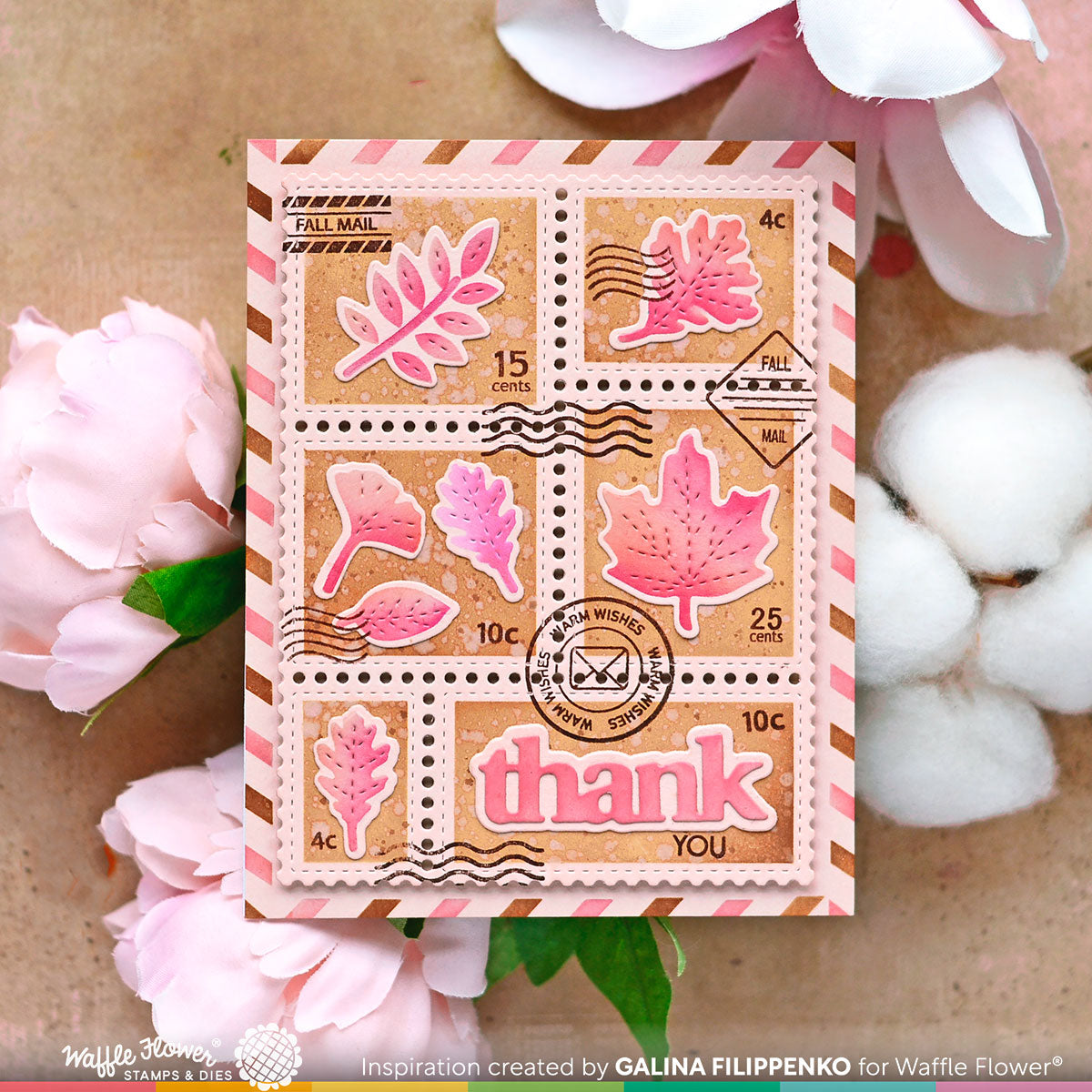 Pink Floral Postage Collection Postage Stamps by Little Postage House