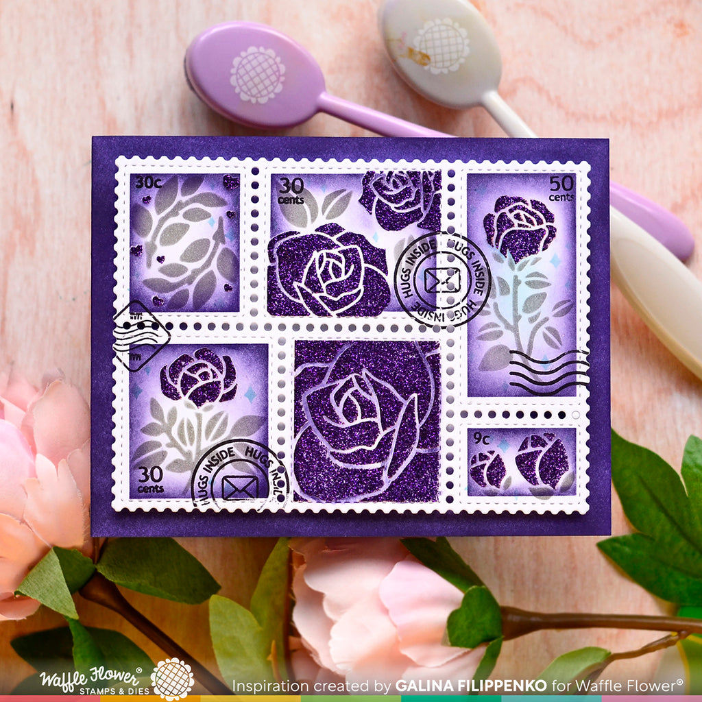 Postage Collage Rose Stencil – WaffleFlower.com