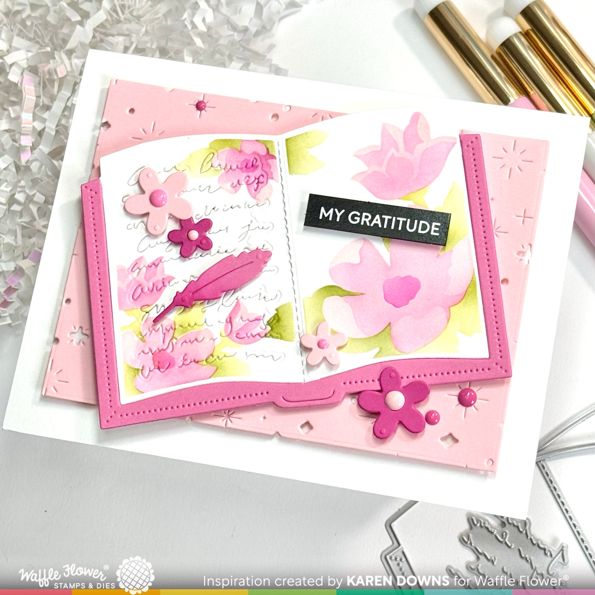 Open Book Floral Stencil – WaffleFlower.com