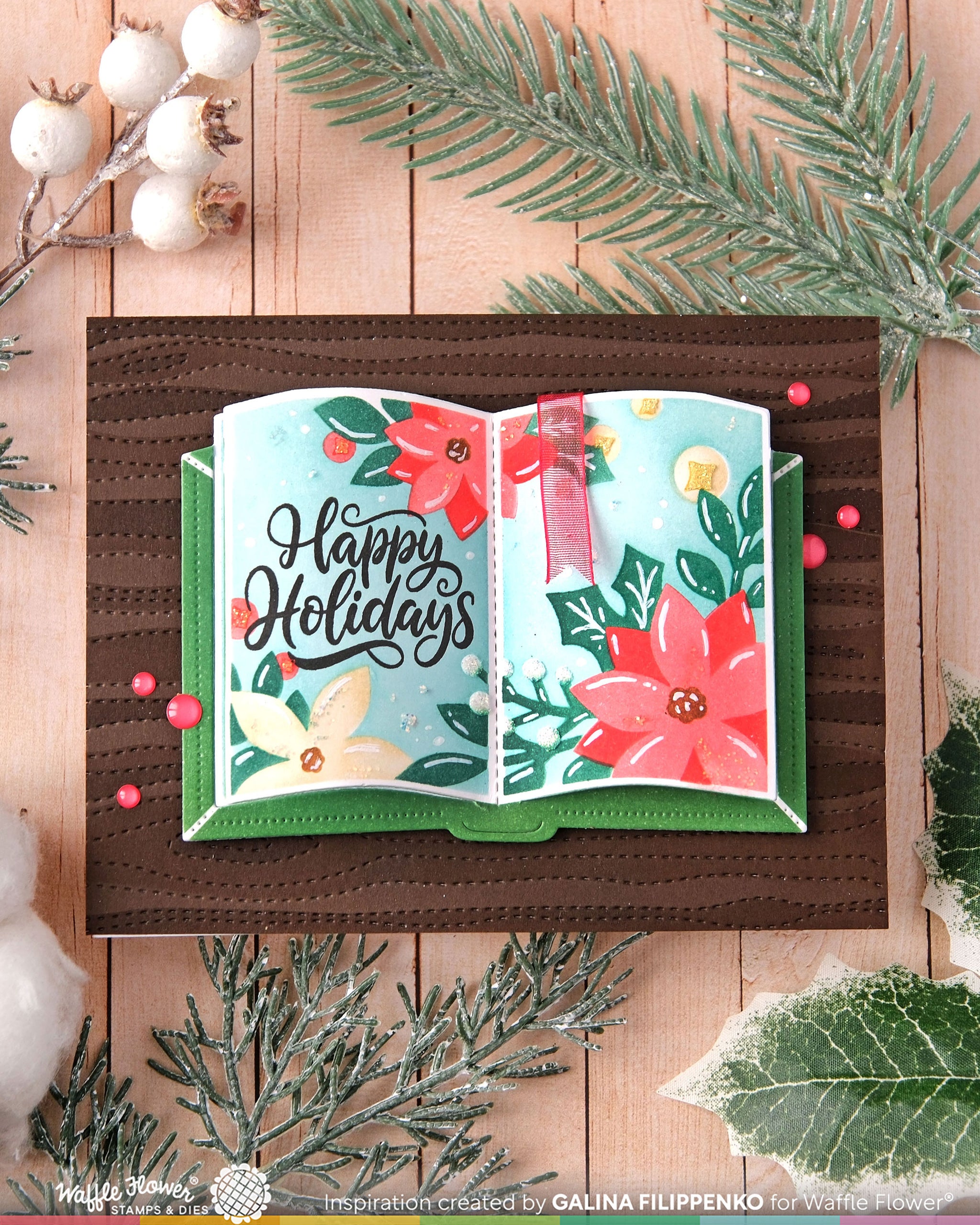 Open Book Poinsettia Stencil – WaffleFlower.com