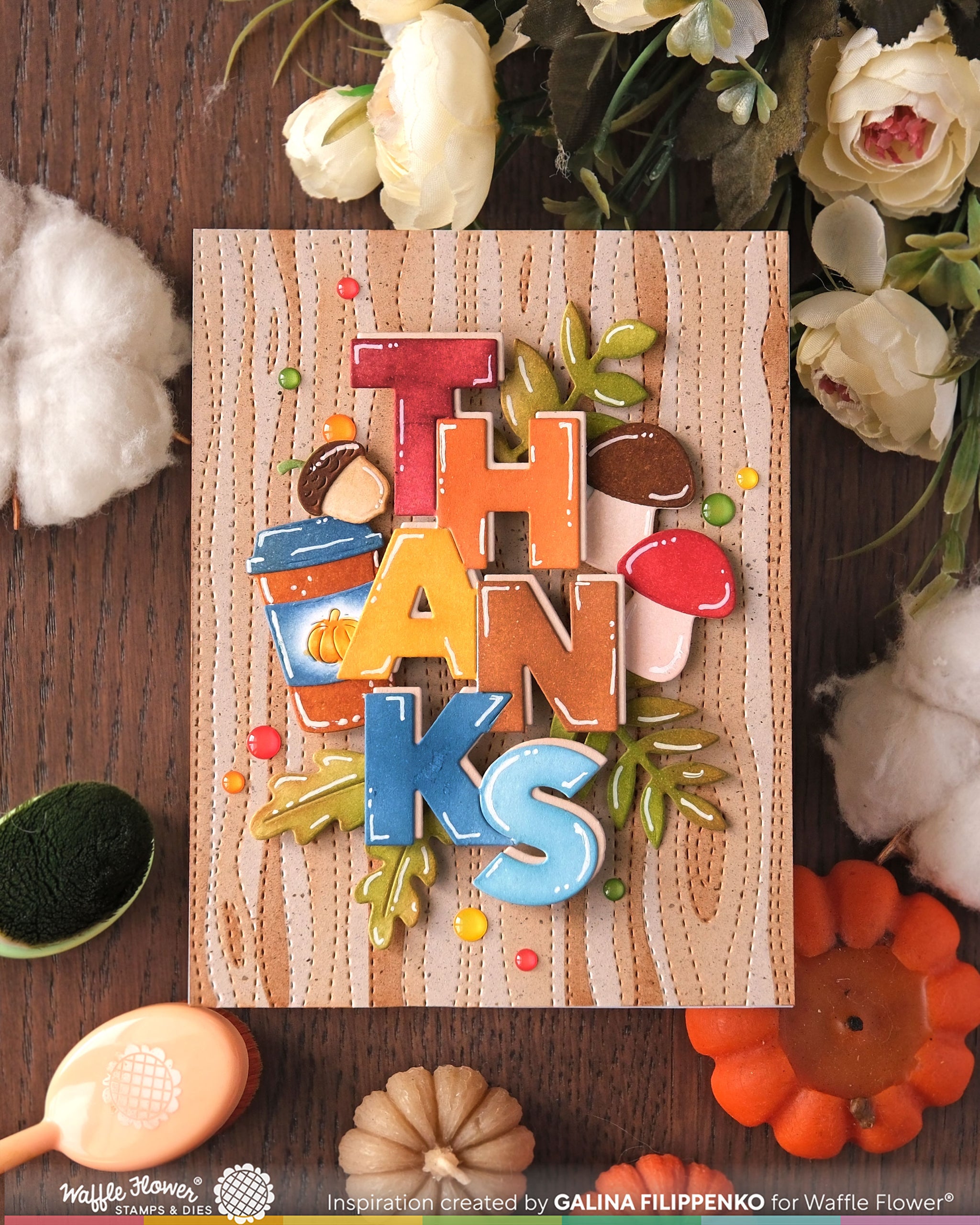 Overlapping Vertical Thanks Word Die – WaffleFlower.com