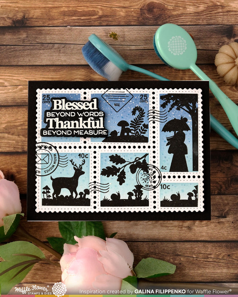 November Fall Stamp Postage Collage Autumn Sunset Stamp Set – WaffleFlower.com
