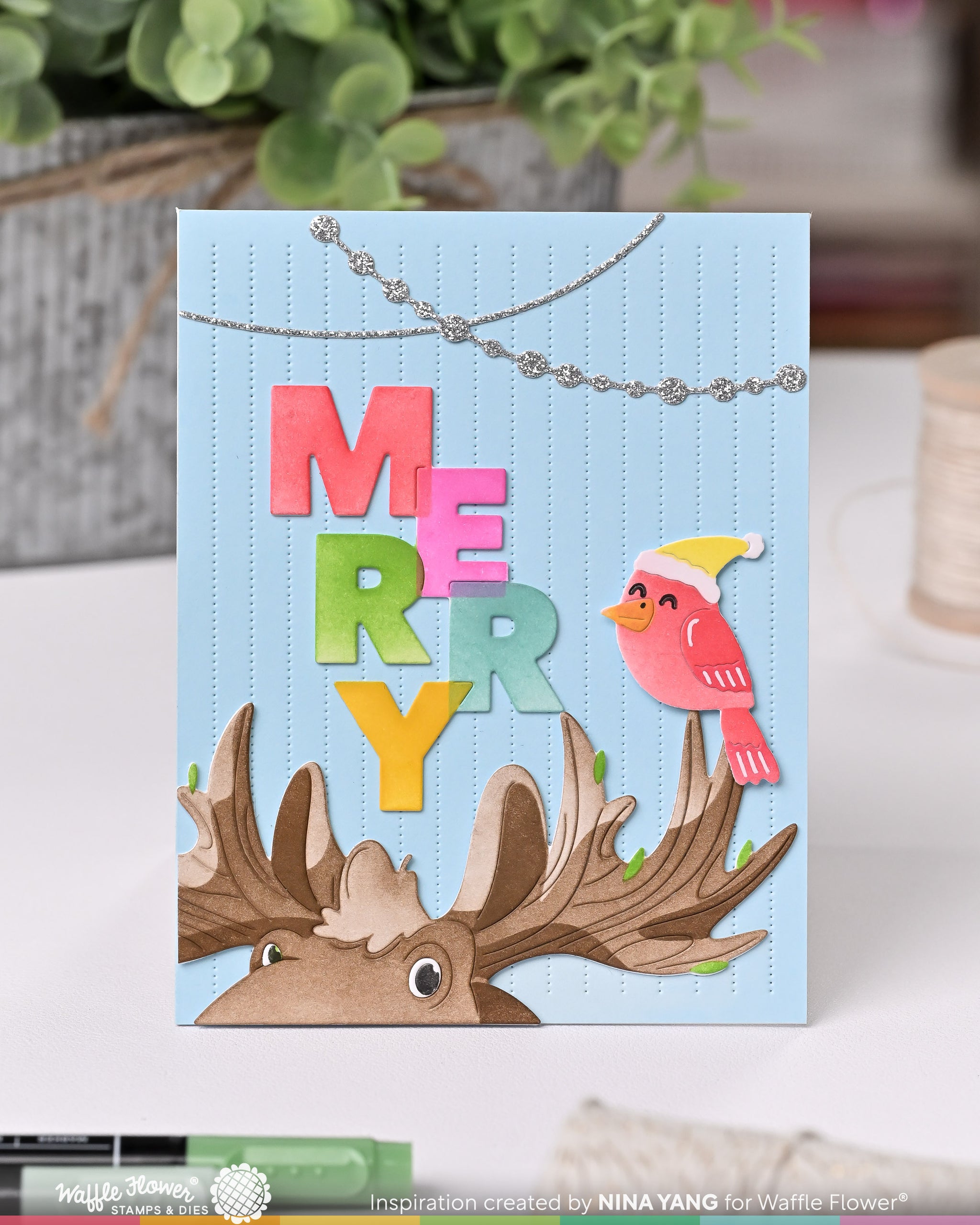 Overlapping Vertical Merry Word Die – WaffleFlower.com