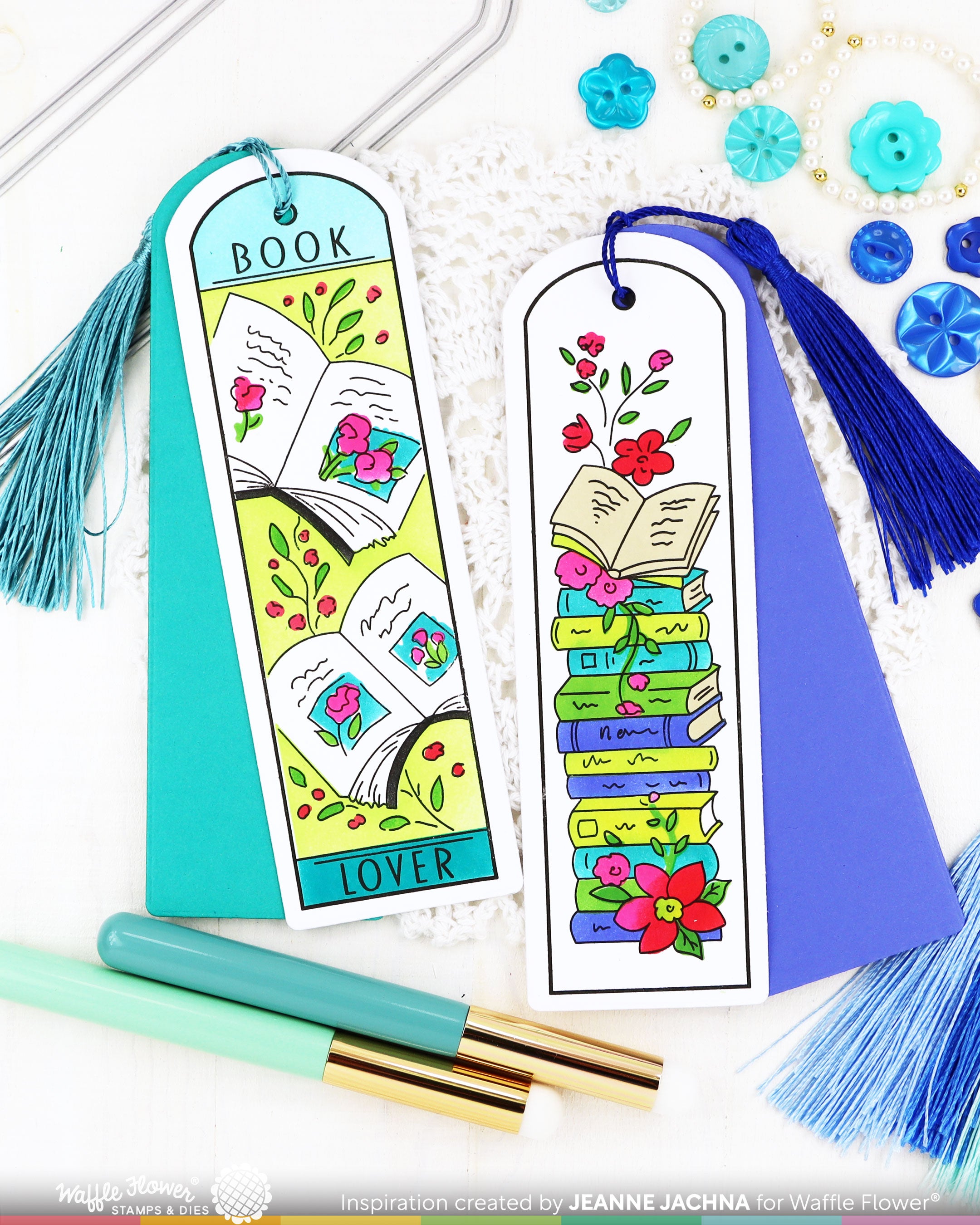 Round Bookmark Ribbon Round Bookmark - Book Lover Stamp Set – WaffleFlower.com
