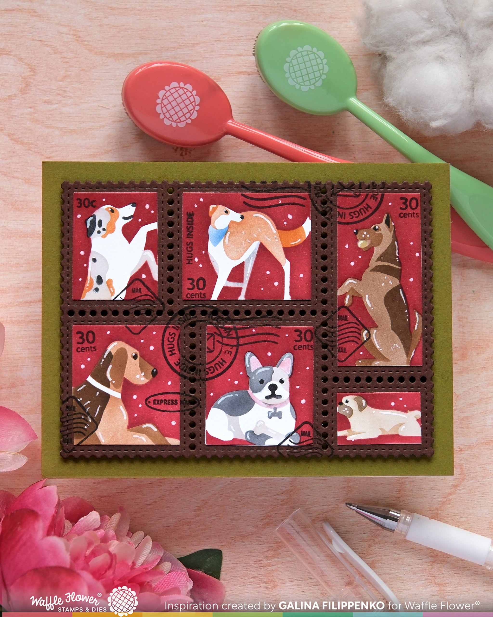 Postage Collage Woof Stencil – WaffleFlower.com Postage Collage Woof Stencil – WaffleFlower.com