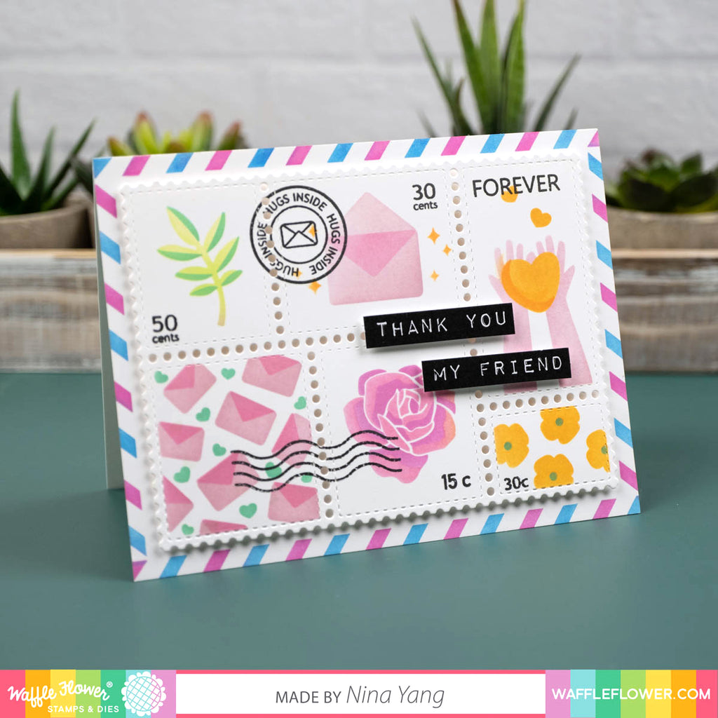 Postage Collage Coloring Stencil WaffleFlower Com