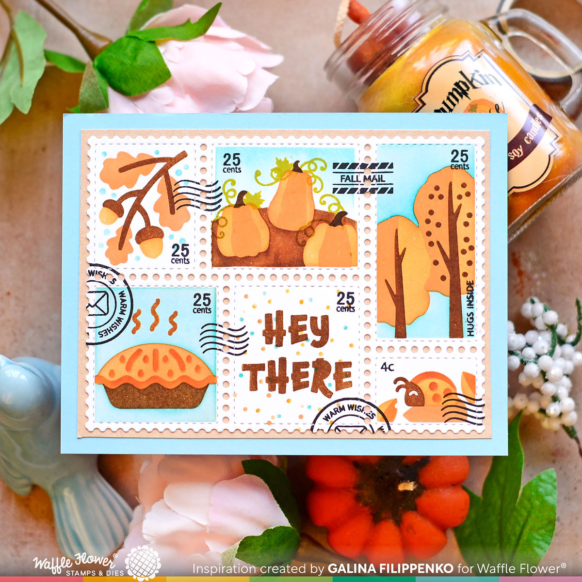 Waffle Flower: Postage Collage Love | Stamp