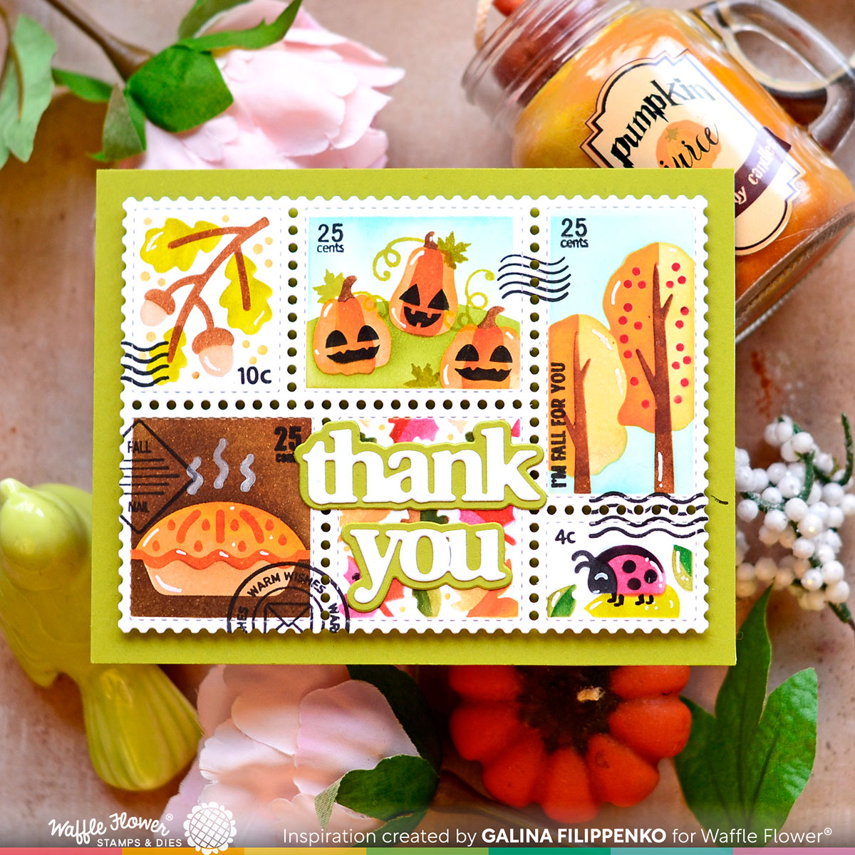 November Fall Stamp Postage Collage for Fall Stamp Set – WaffleFlower.com