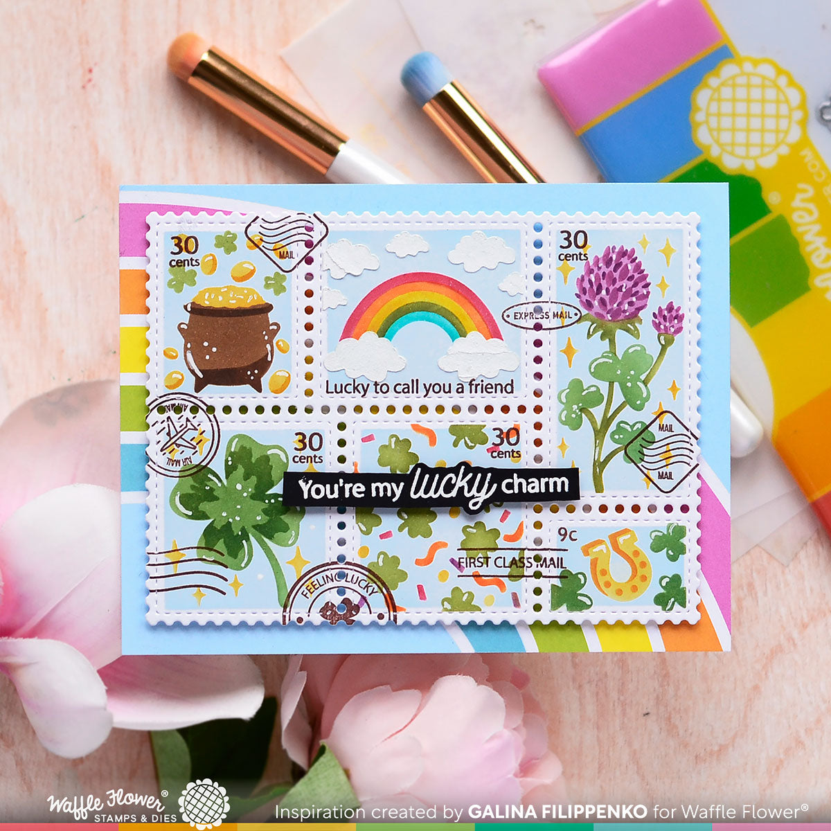 Postage Collage Lucky Stamp Set – WaffleFlower.com