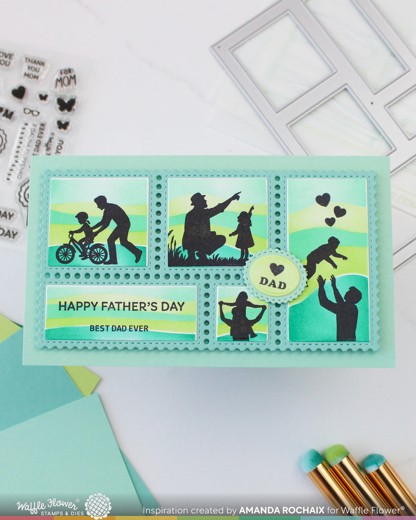 Postage Collage Dad Silhouettes Stamp Set – WaffleFlower.com