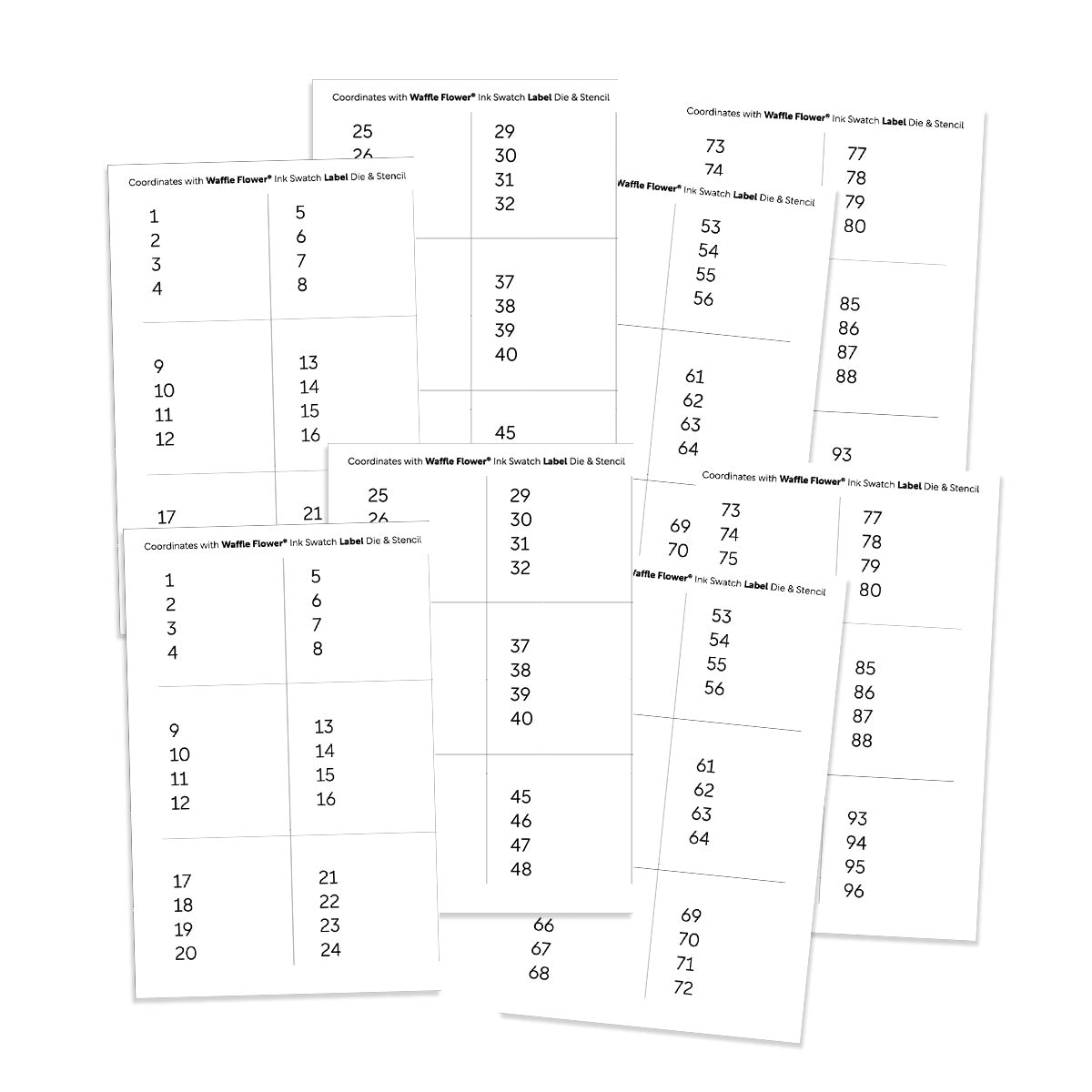 Printed Numbers for Ink Swatch Label Die (2 sets of 1-96 ...