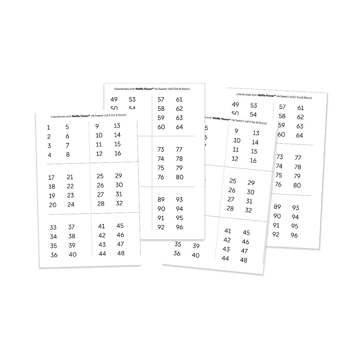 Printed Numbers for Ink Swatch 1x0.5 Die (2 sets of 1-96 ...