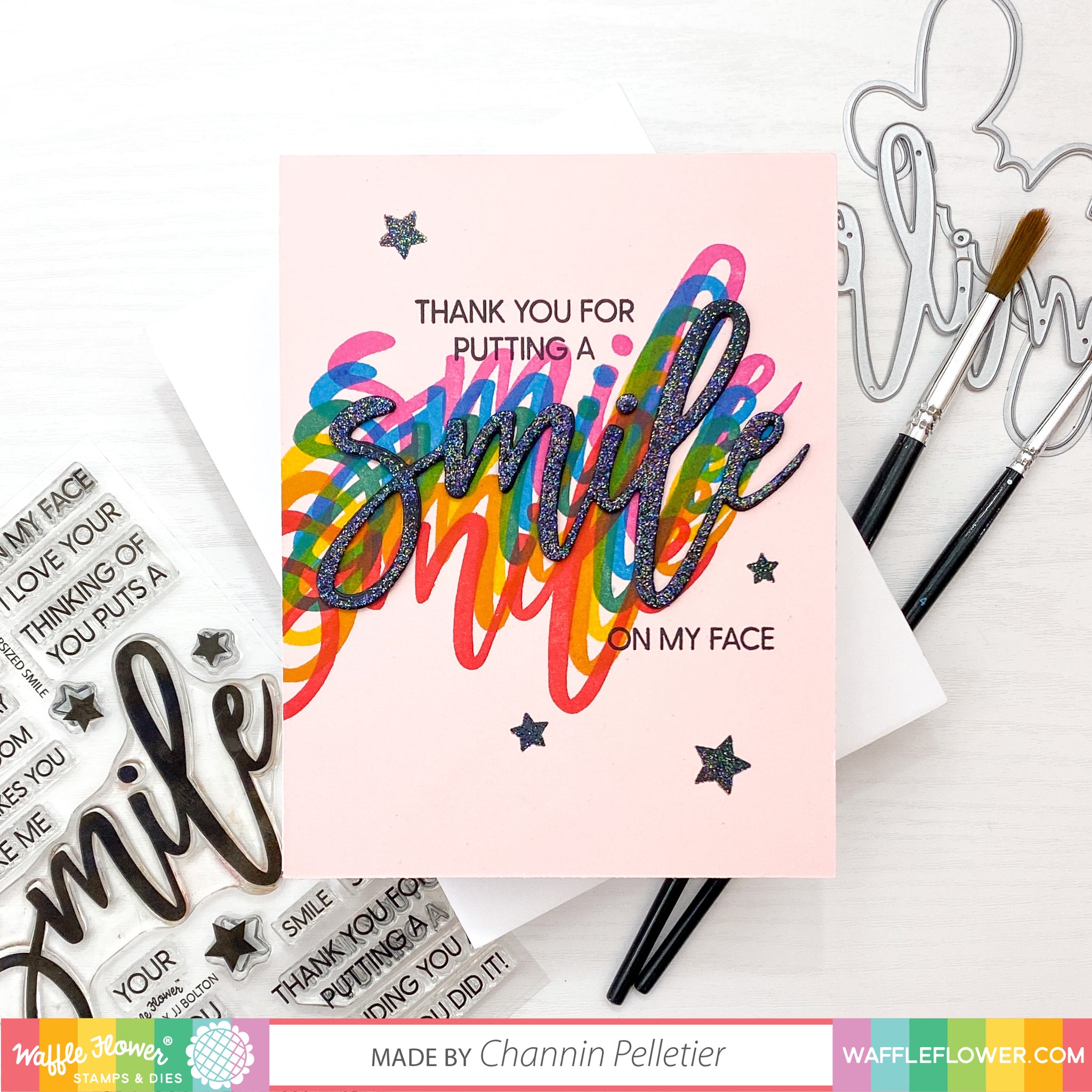 ファブリックボード ジャケットサイズ (smile flower) Oversized Smile Stamp Set – WaffleFlower.com