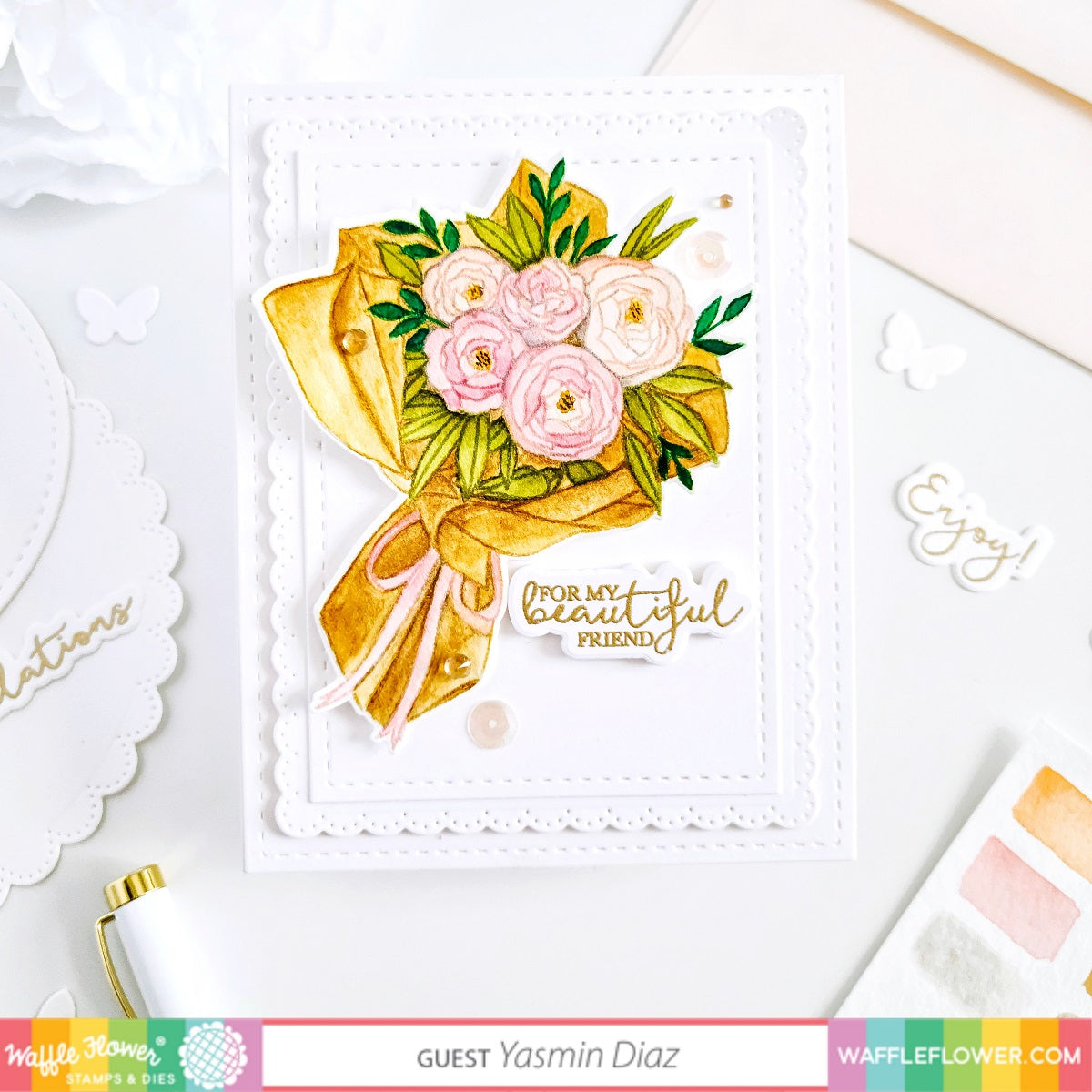 Waffle Flower Crafts - Clear Photopolymer Stamps - Small Bouquet